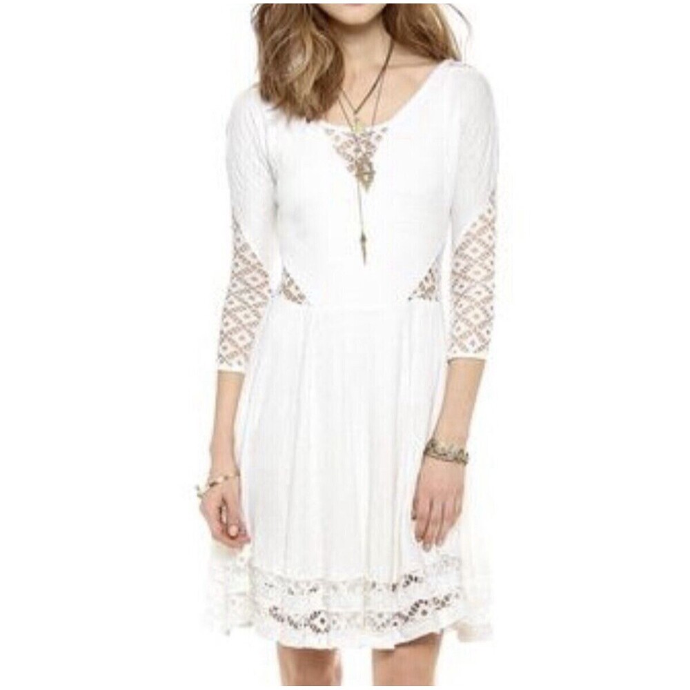 Free People To the Point Dress M White Lace Mini